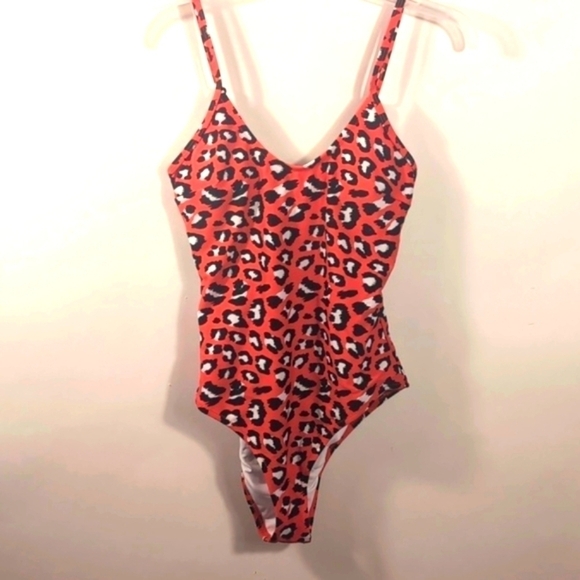 CUPSHE Women's V Neck Leopard Print One Piece Swimsuit Size Medium - Picture 3 of 12